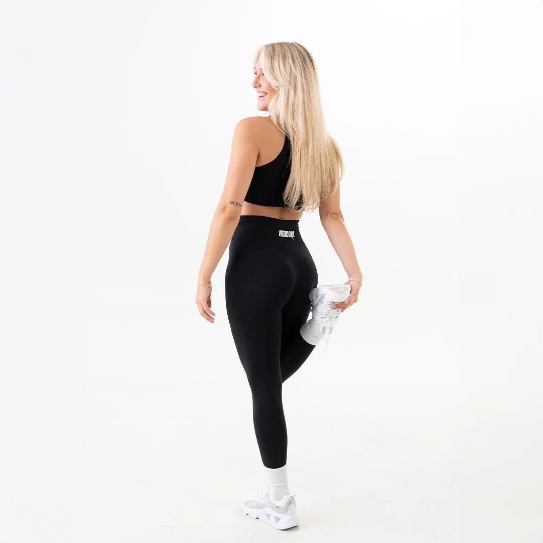 BLACK SOLID SEAMLESS LEGGINGS - Image 6