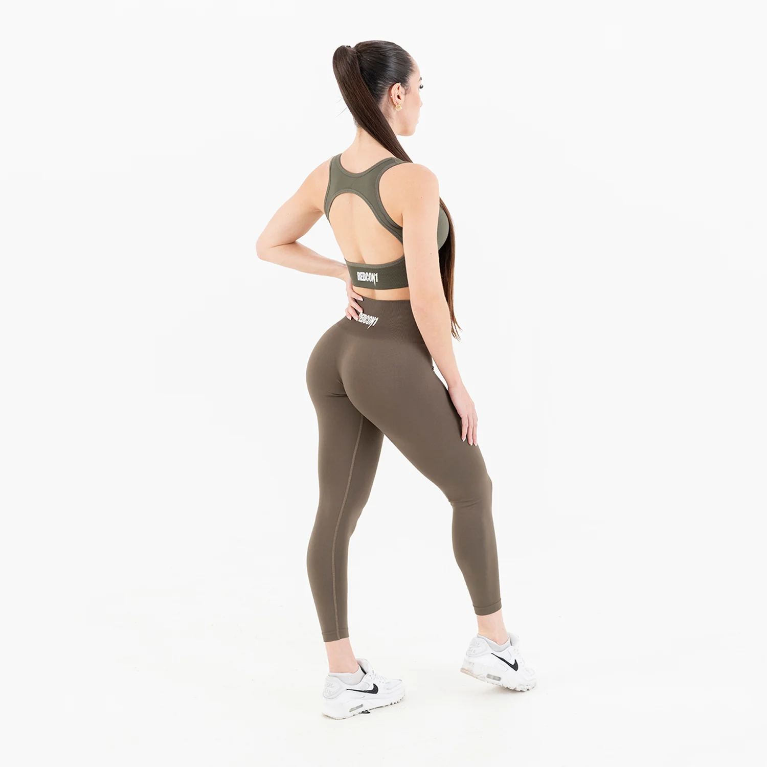 KHAKI GREEN SOLID SEAMLESS LEGGINGS - Image 4